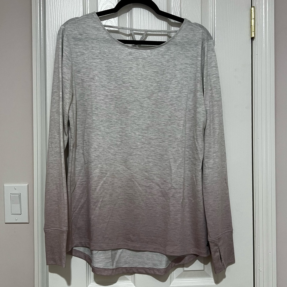 Ideology Gray to Purple Ombre Long Sleeve Top
